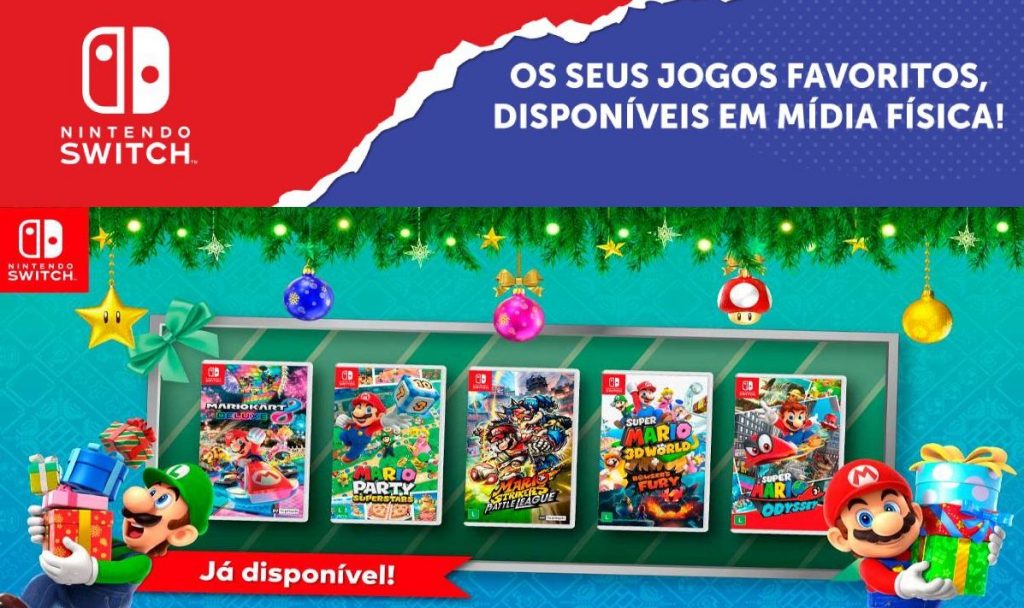 Jogos físicos da Nintendo na Amazon Brasil
