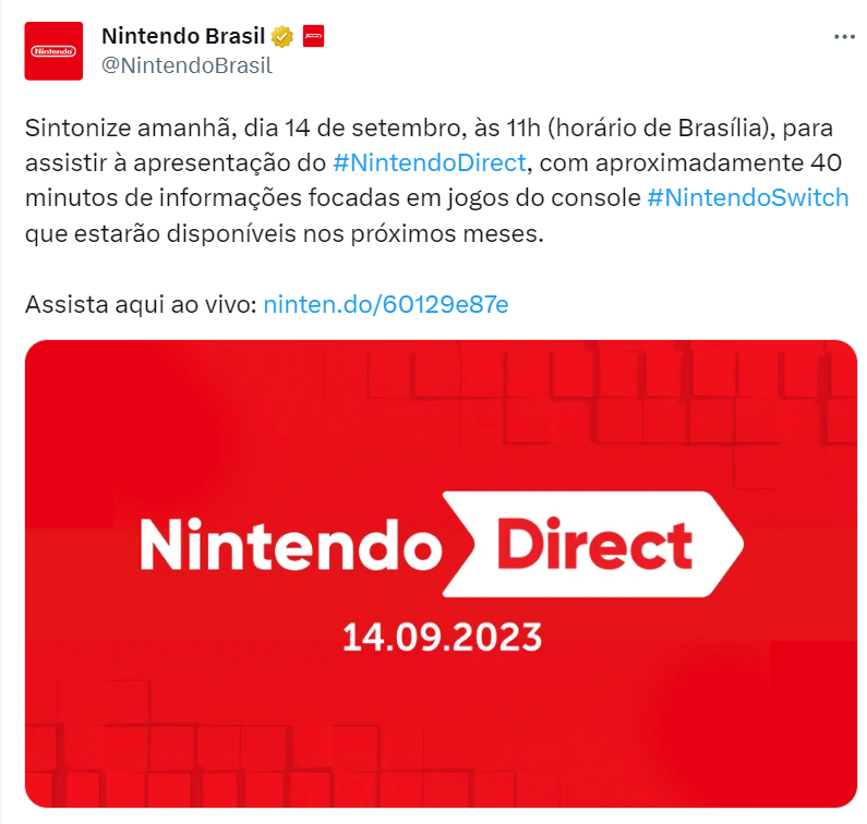 Nintendo Brasil anuncia Nintendo Direct